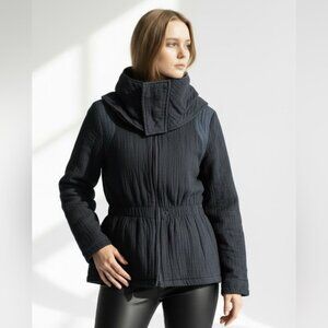 RARE Vintage 90s Diesel women’s moto cotton denim blue quilt parka coat jacket S